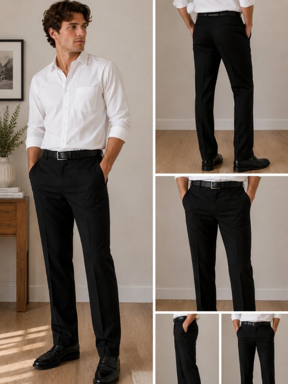 BAR III 100% Wool Black Dress Pants Mens 34x32 Flat Front Trousers
